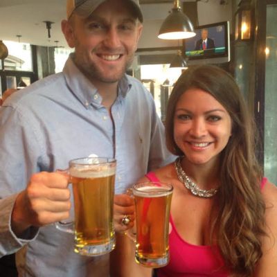 Couple at Boston pub crawl