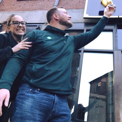 Man holding bell in Boston