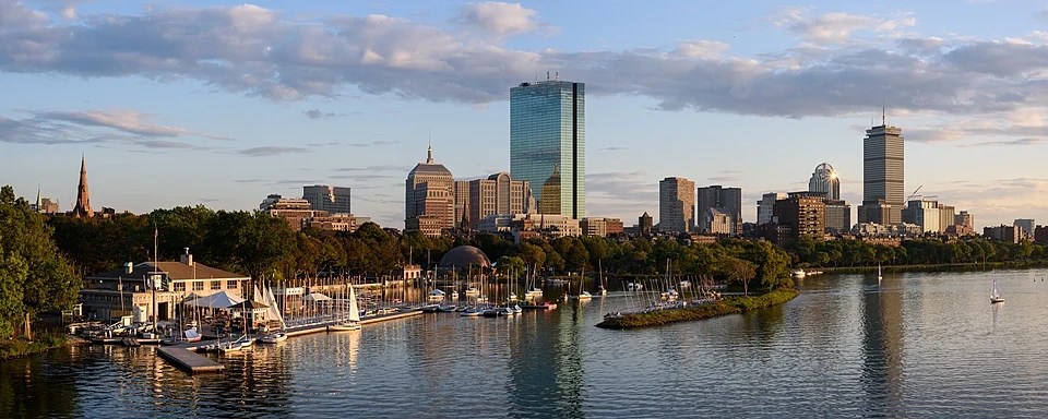 Boston skyline and Charles River viewed from the Longfellow Bridge in September